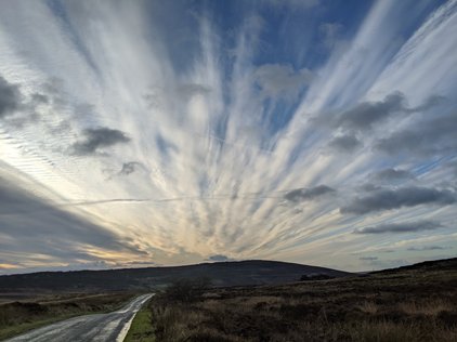 Cloud-streaked skyscape over the Roaches