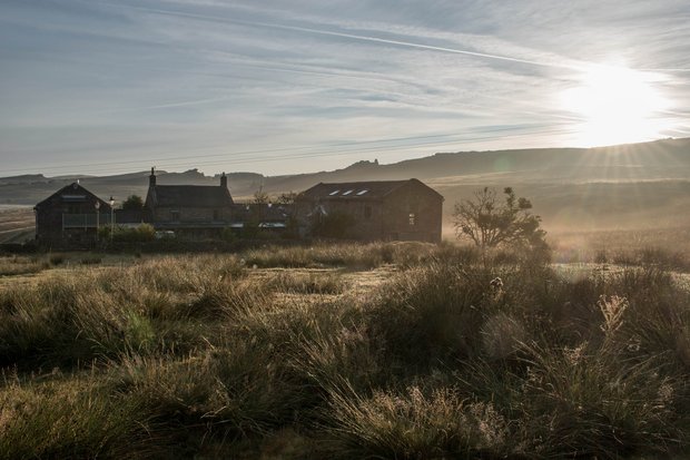 A misty sunrise at Shawbottom Farm