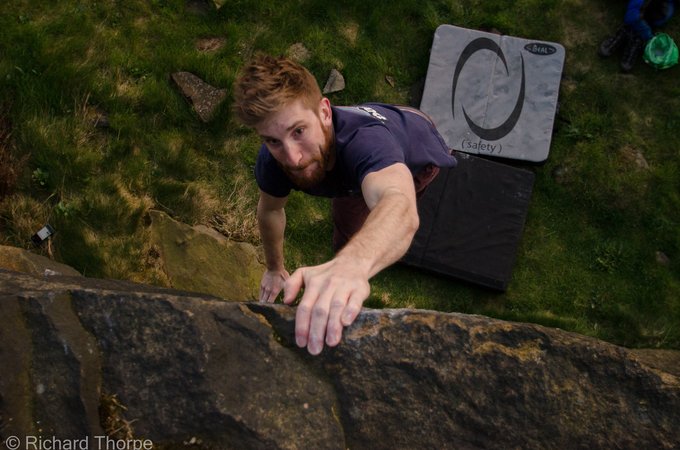 A man rock climbing