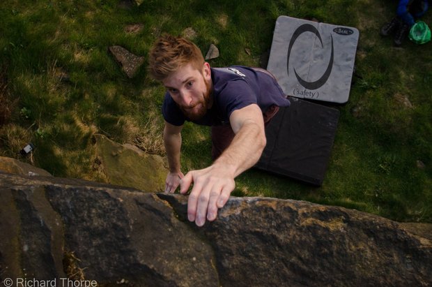 A man rock climbing